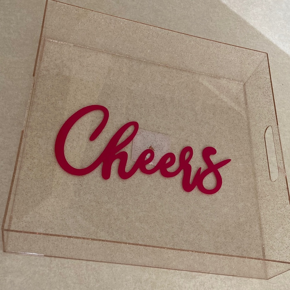 ASHLAND CHEERS Serving Bar Tray Square Holiday Kitchen Decor Party Organizer